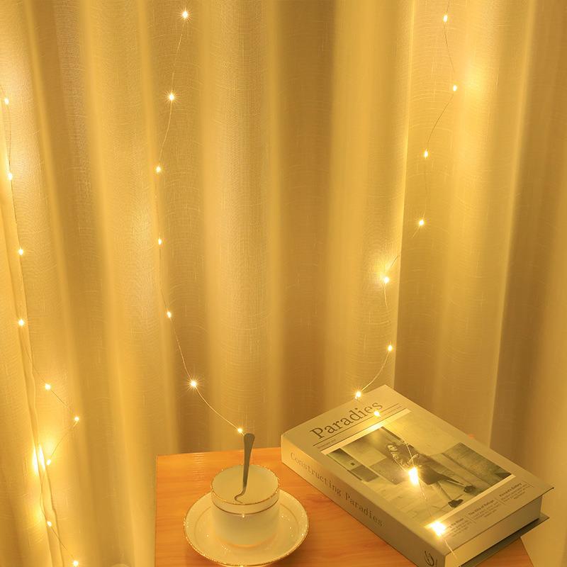3x3m 300 LED Copper Wire Curtain Lights, USB Remote Controlled Christmas Fairy Lights