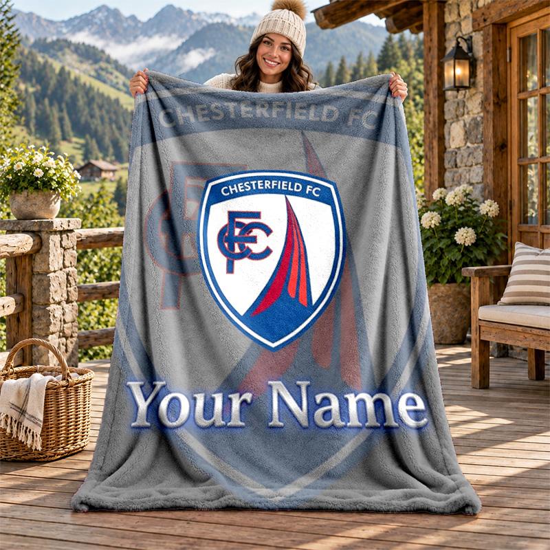 Chesterfield F.C. Personalisierte Flanelldecke mit individuellem Namen, weiche, warme Plüsch-Kuscheldecke, personalisiertes Geschenk für Familie und Freunde