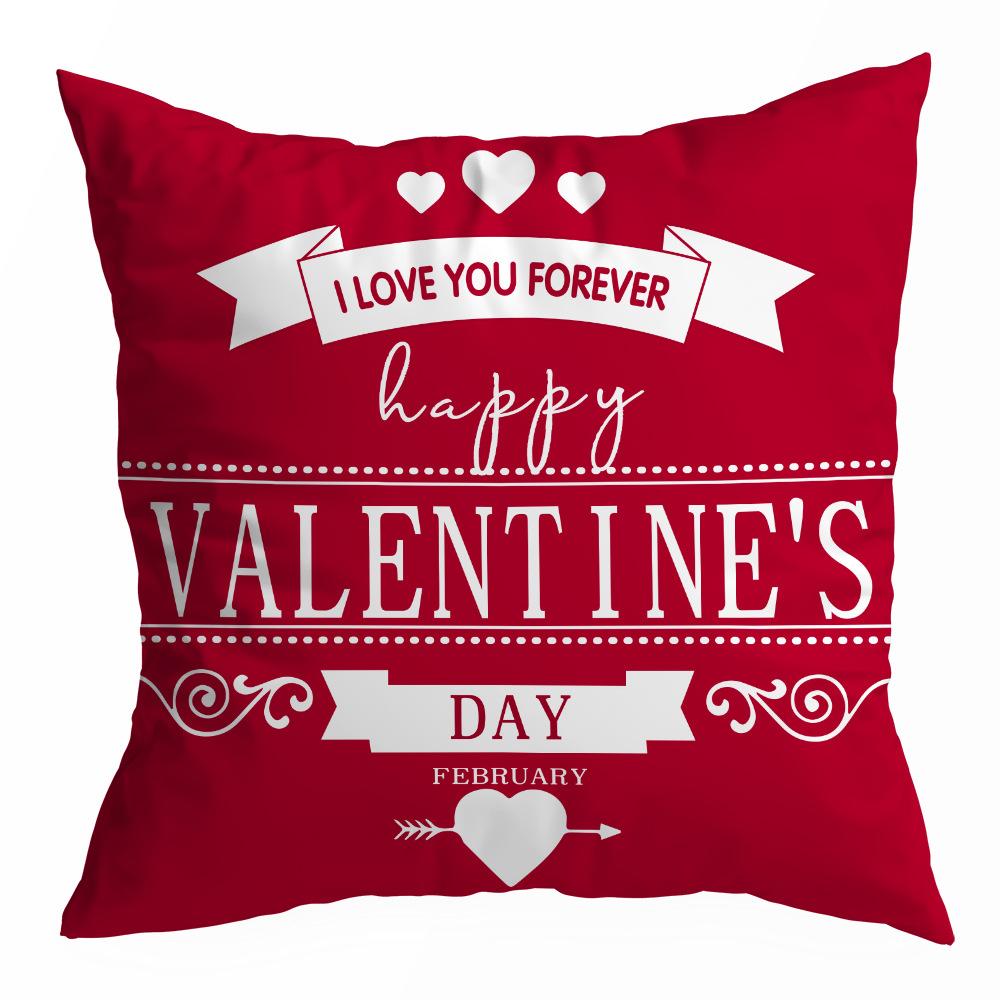 Valentine's Day Pillowcase, Peach Skin Velvet Heart Print Home Fabric Sofa Pillow, Car Waist and Back Cushion Cover