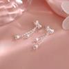 Real 925 Silver Bowknot Flower Tassel Plant Stud Earrings For Women Party Classic Fine Jewelry Light Luxury Accessories