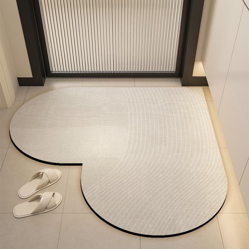 Alfombra de suelo absorbente para baño con forma de corazón de tierra de diatomeas, felpudo de baño, felpudo de entrada, alfombra de secado rápido antideslizante
