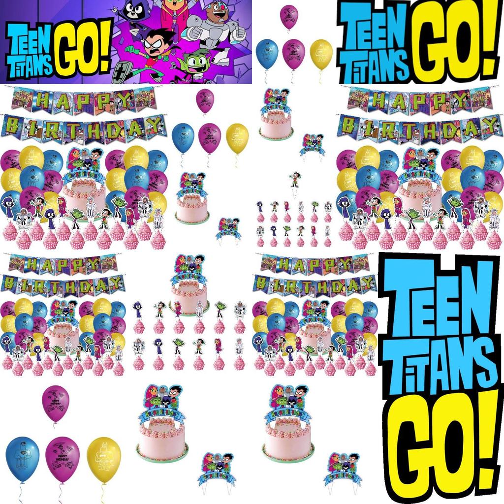 Vibrant Teen Titans Go Birthday Party Supplies Cartoon Character Decoration 32pcs Set