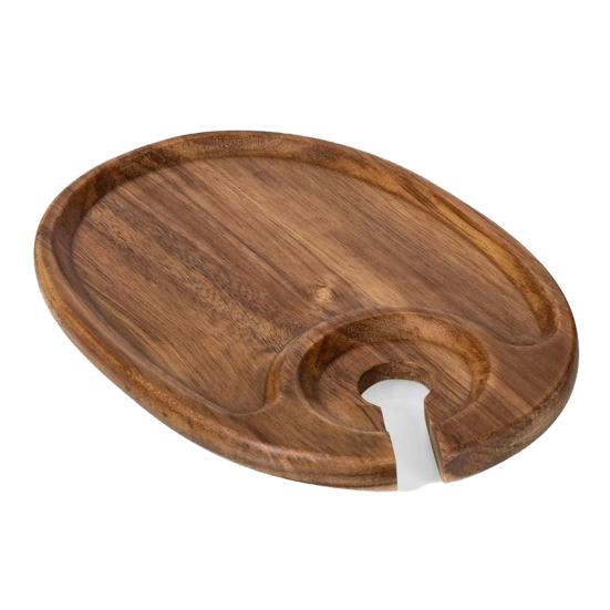 Glass Serving Tray Oval Platter for Parties Dining Wooden Rustic Elegant Charcuterie