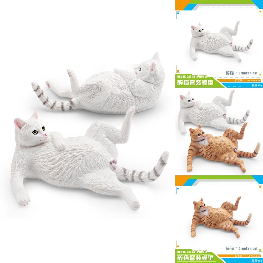 Kids Pet Cat Model Toy Pvc Realistic Drinking Cat Decor For Home And Play