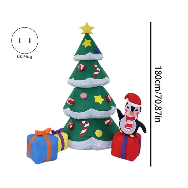 A84X-Outdoor Decorations Inflatable Christmas Tree 5.9Ft Lighted Holiday Party Blow Up Inflatables