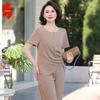 Stylish Short-Sleeve Two-Piece Set for Middle-Aged Women