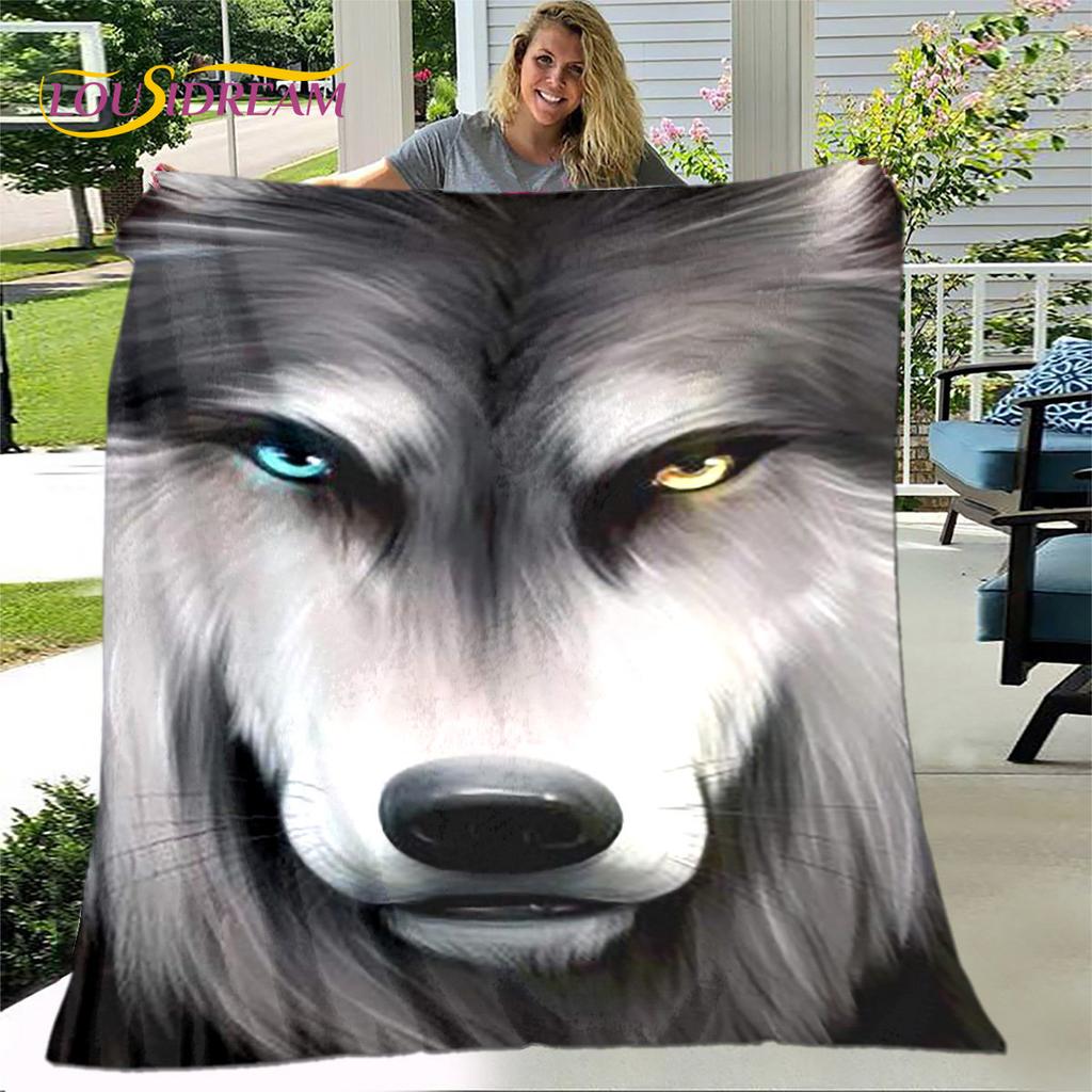 3D Wolf Spirit Fenrir Moon Dream Animal Blanket,Flannel Blanket Throw Blanket,Warm Blanket for Living Room Bedroom Beds Sofa