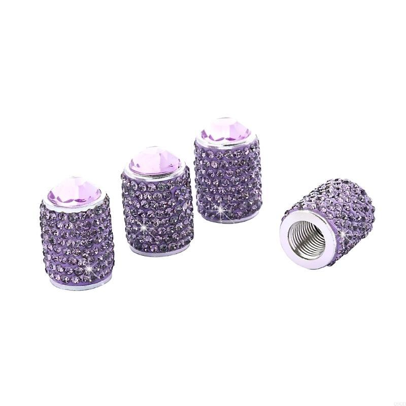 4pcs Stylish Tire Valves Caps with Rhinestones Twinkle Tire Valves Caps General