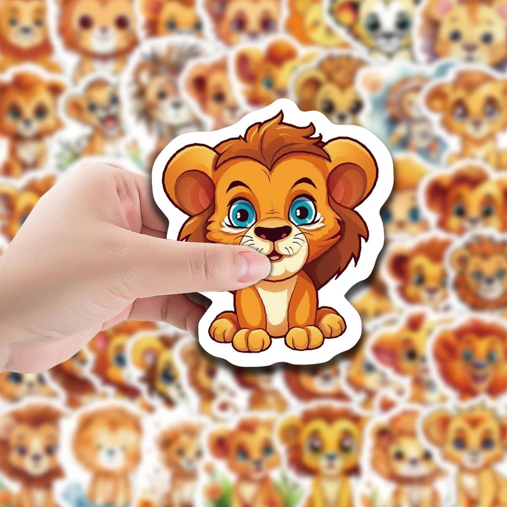 50 Cute Little Lion Stickers Pack Skateboard Suitcase Decoration Stickers Waterproof Creative Computer DIY Stickers