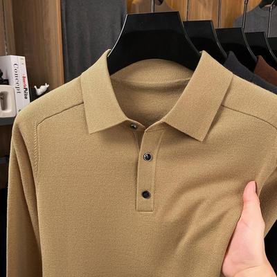 Herren Kaschmir-Mischung Strickpullover mit Kragen - Langärmeliges Polo für Herbst/Winter, Lässiger Stil für junge und mittelalte Männer