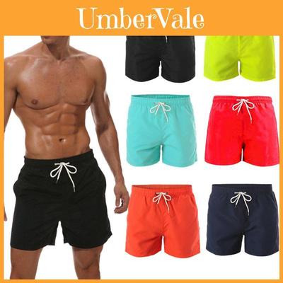 Durable Men's Swim Gym Shorts With Elastic Waistband And Adjustable Drawstring Tie