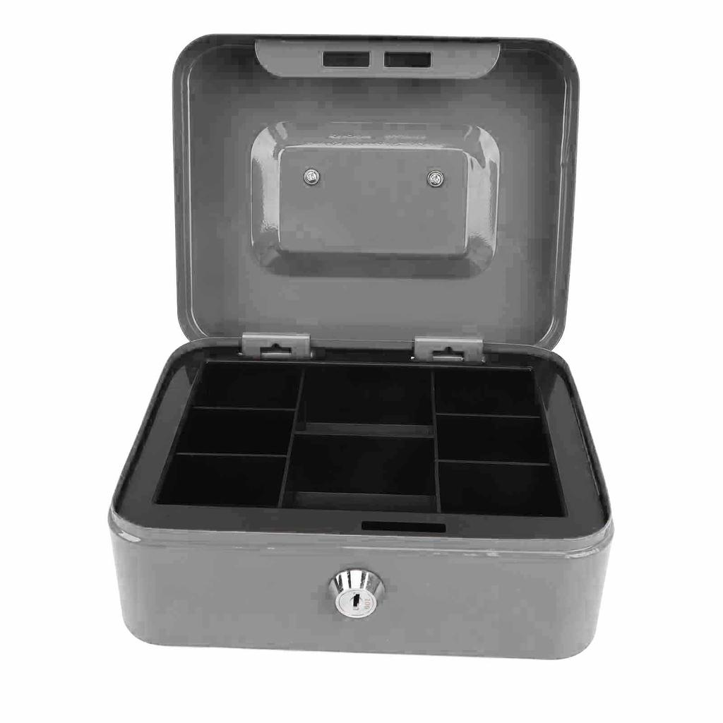 Small Locking Cash Box Portable Double Layers Safe Metal Money Box for Home and  
