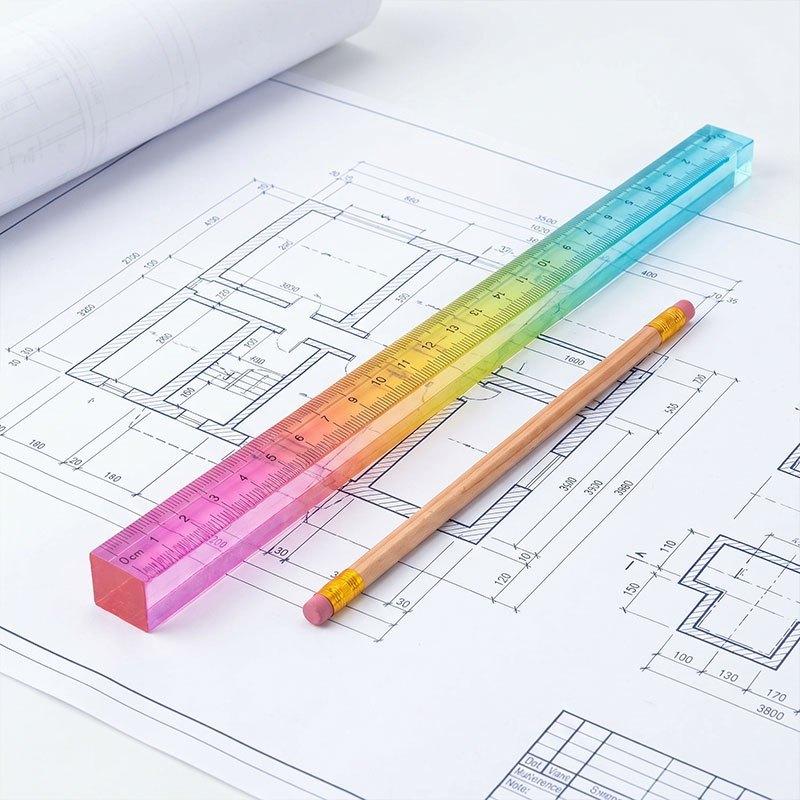 Color Ruler and Cube - Two in One Geometric Drawing Tool, Mathematics Learning Stationery Set, Drawing and Measuring Supplies