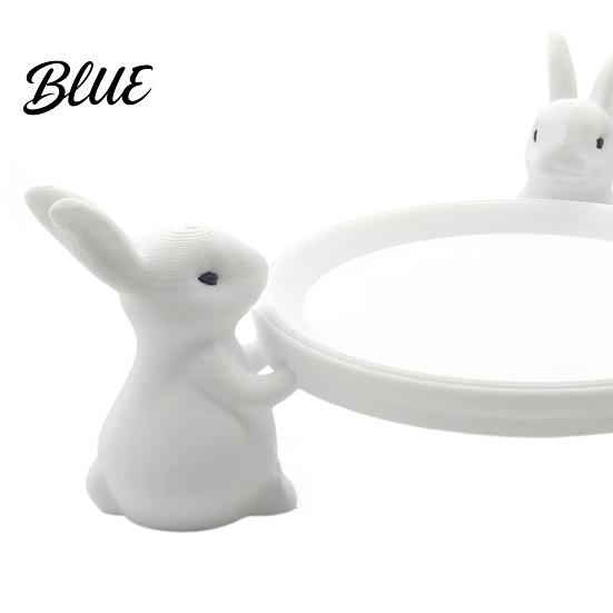 Minimalist White Rabbit Tray 3D Printed Cute Figurine, Multi-Functional Desktop Storage Holder for Headphones Jewelry Small Modern Desk Organization
