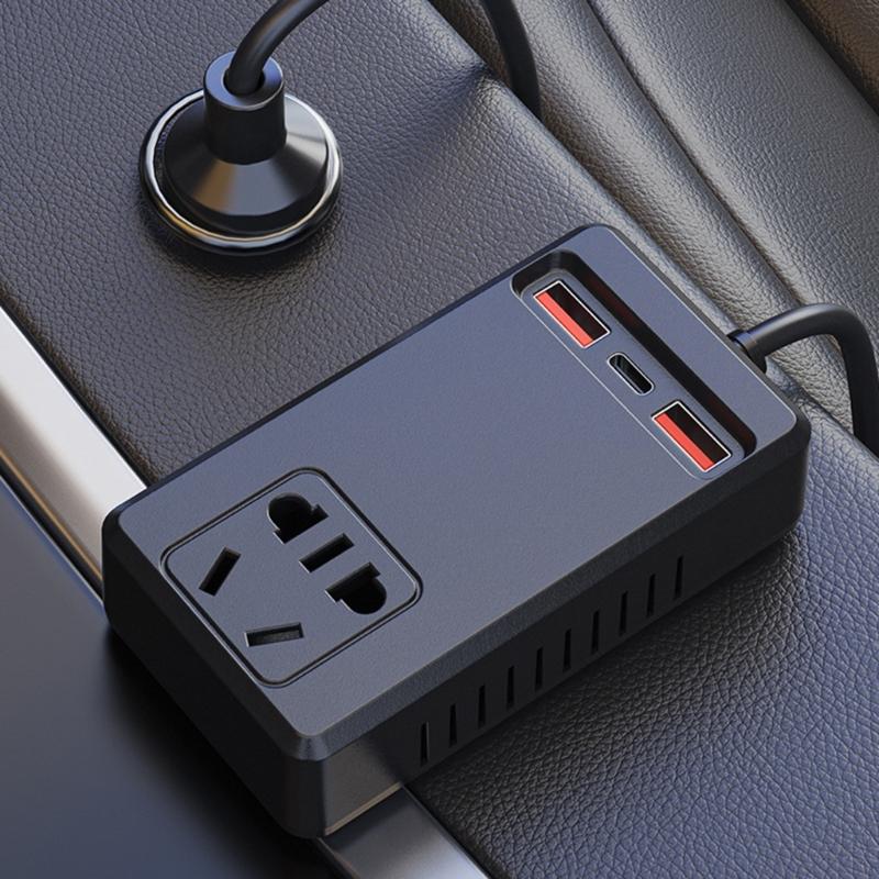 150W Kfz-Stromrichter mit 4 USB-Anschlüssen Schnellladefunktion für Camping, Roadtrips, Fahrzeuge, Spannungsdetektionswerkzeug
