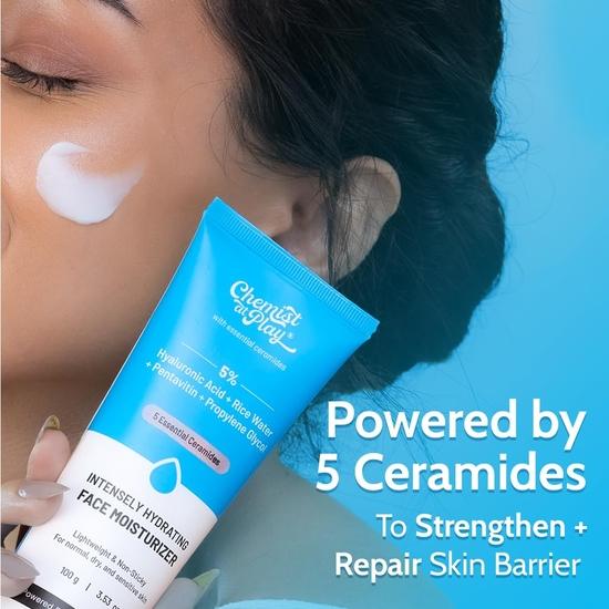 Chemist At Play's Intensiv Feuchtigkeitsspendende Gesichtscreme | Spendet bis zu 24 Stunden Feuchtigkeit | Repariert die Hautbarriere | Leichte, nicht klebrige Formel | 100g