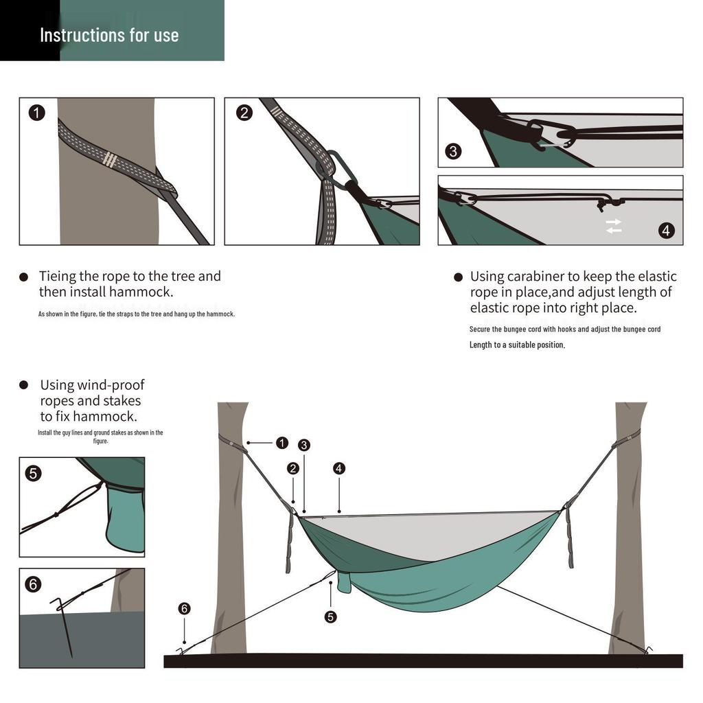 Army Green Quick Open Mosquito Net Hammock - Durable Nylon Outdoor Gear