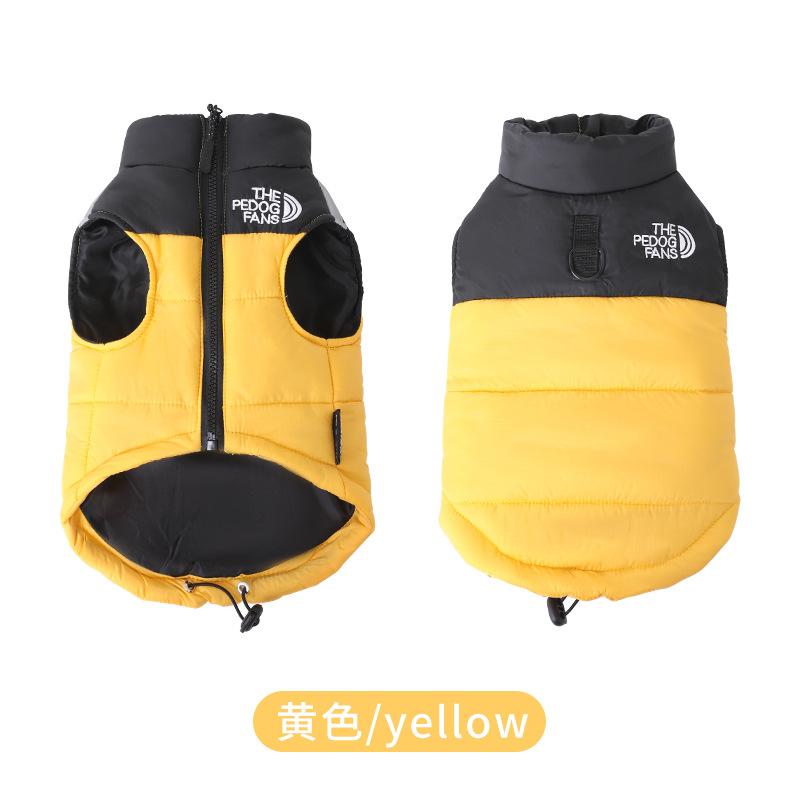 

Собачья теплая одежда Водонепроницаемое зимнее светоотражающее пальто для собак Защита от ветра Утолщенная хлопковая подкладка Удобные товары для питомцев 5XL 52-32.5 kg жёлтый