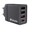 Ładowarka Sieciowa Verbatim 1xUSB-C PD 20W 1xUSB-A QC 3.0 2xUSB-A 10W UE Czarna