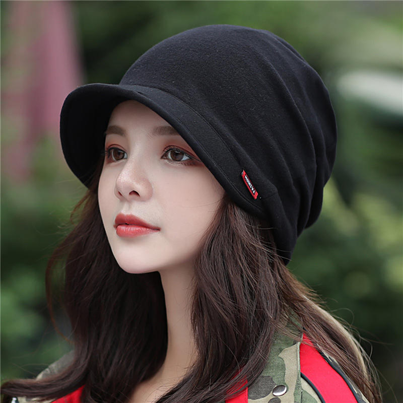 Women's Autumn Winter Beanie Hat Solid Color Outdoor Windproof Warm Thickened Hood Knitted Hat
