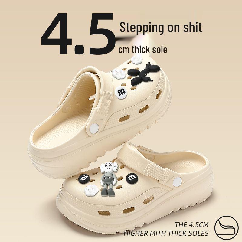 2024 Women's Thick-Soled Height-Boosting Beach Slippers – Non-Slip, Odor-Free, Cool Muffin-Toe Design for Summer.