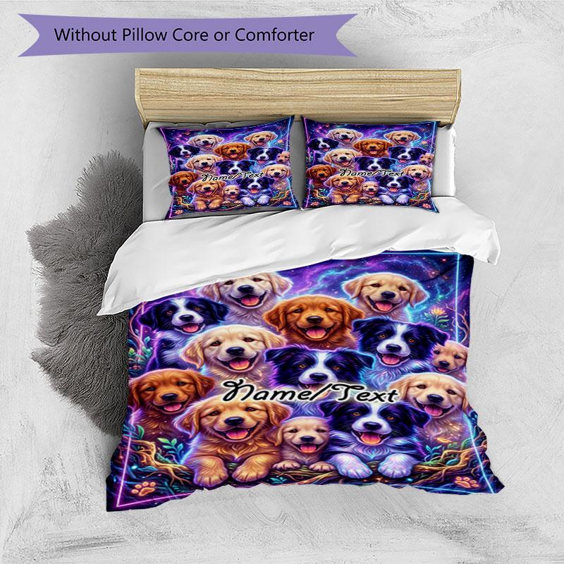 3PC Custom Name Dogs Fantasy World Bedding Set Printed  Bedding Set Duvet Cover Closure Includes 1 Duvet Cover & 213 Pillowcases for Bedroom