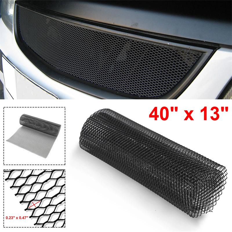 100Cmx33Cm Aluminum Alloy Grille Mesh Roll Automotive Grille Insert Bumper Rhombic Hole Black Car Grill Mesh Sheet