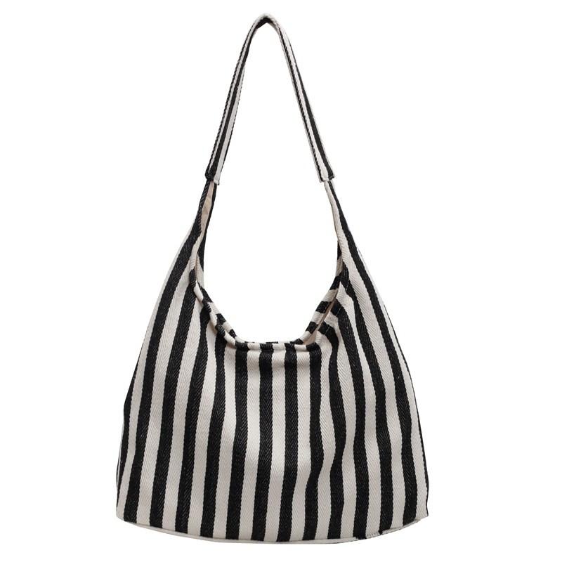 IELGY Vertical Stripes Retro Art Canvas Large Capacity Commuter Tote Bag