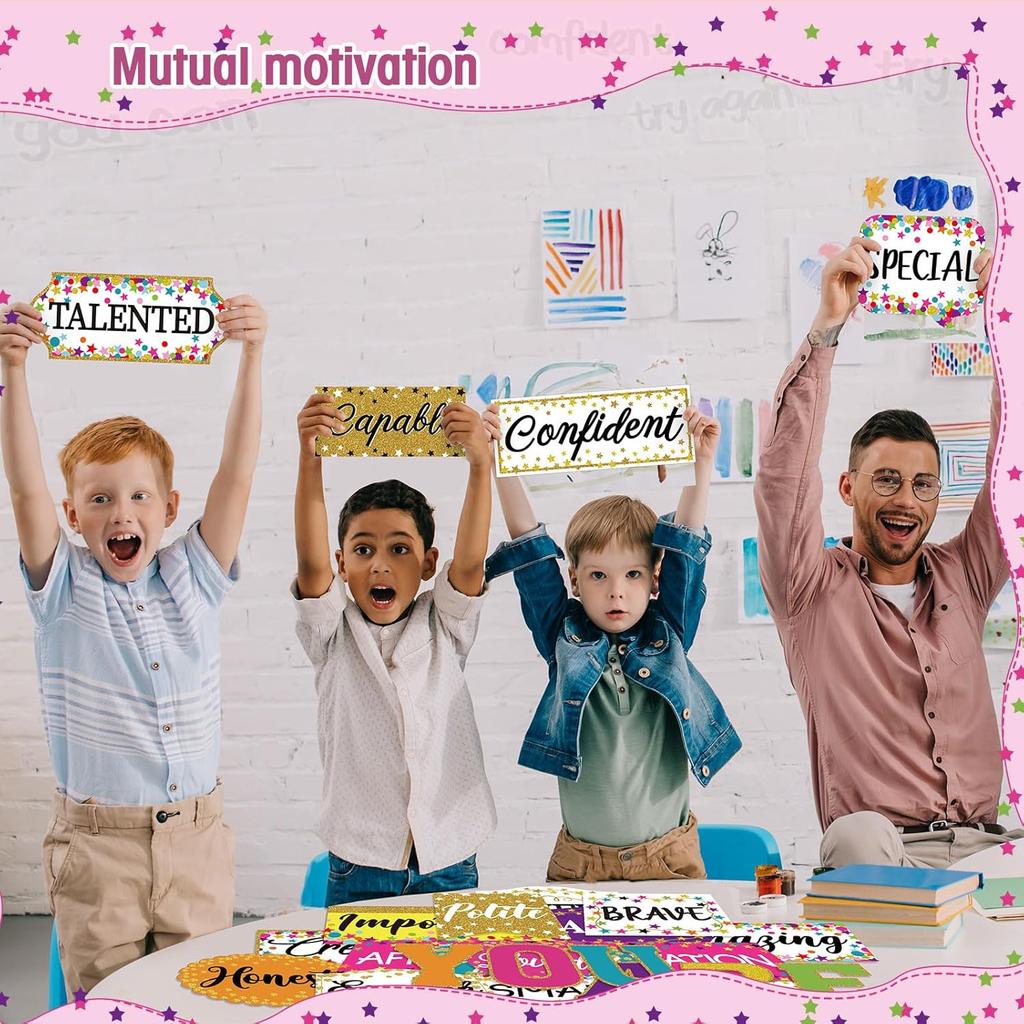 Pasimy 49 Pieces Affirmation Station Bulletin Board Set Colorful Motivational Bulletin Board Cutouts Pirational Positive Growth Mindset Classroom