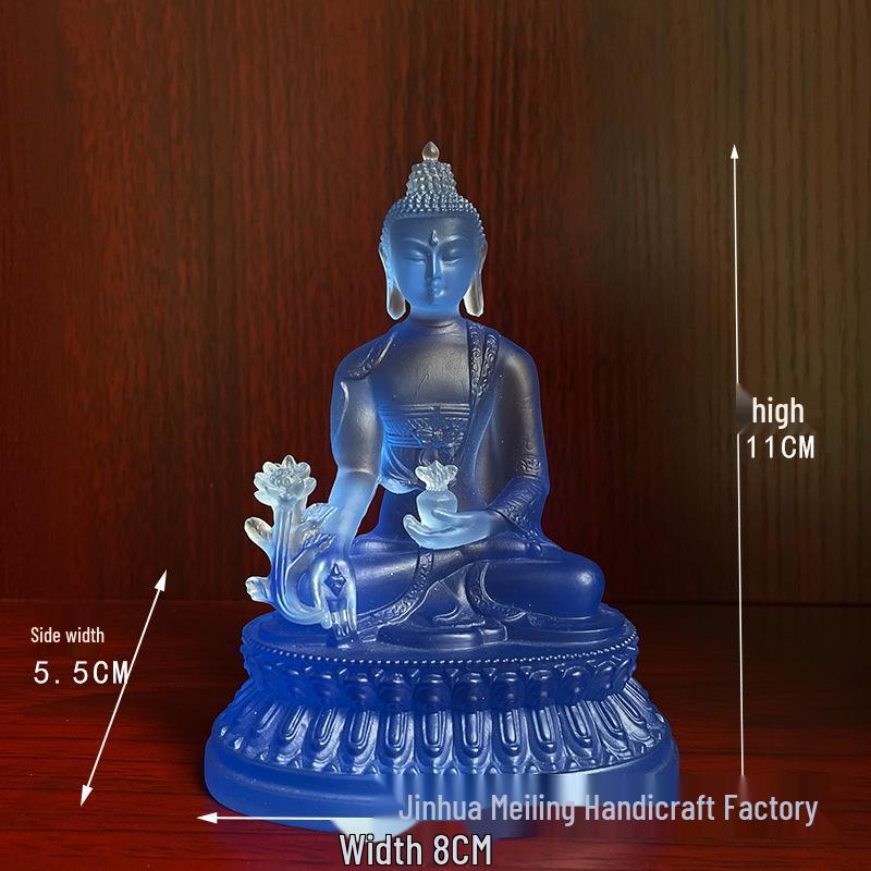 Глазурованная Позолоченная Статуэтка Будды Медицины Смоляное Украшение для Домашнего Декора