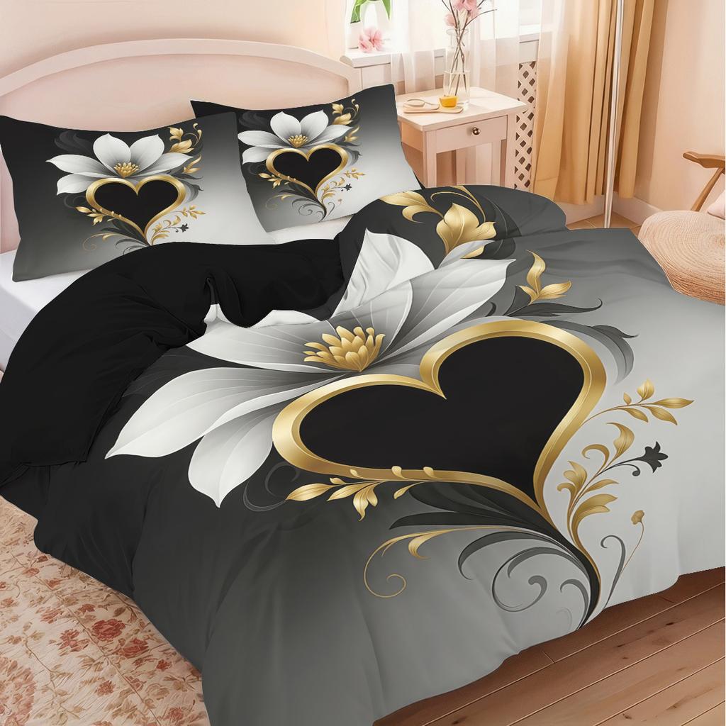 3D Three-Dimensional Flower Three-Piece Quilt Cover Digital Printing Bedding Kit