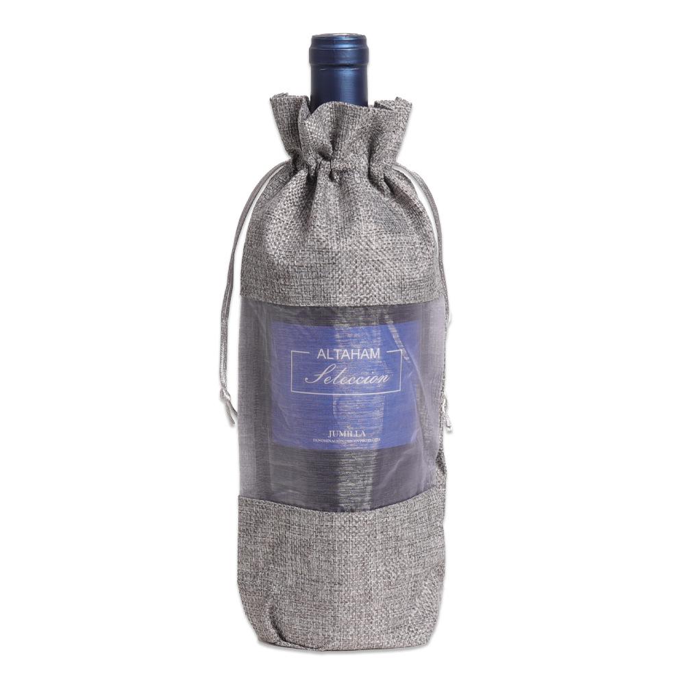 Multicolor Burlap Wine Gift Set with Drawstring Bag