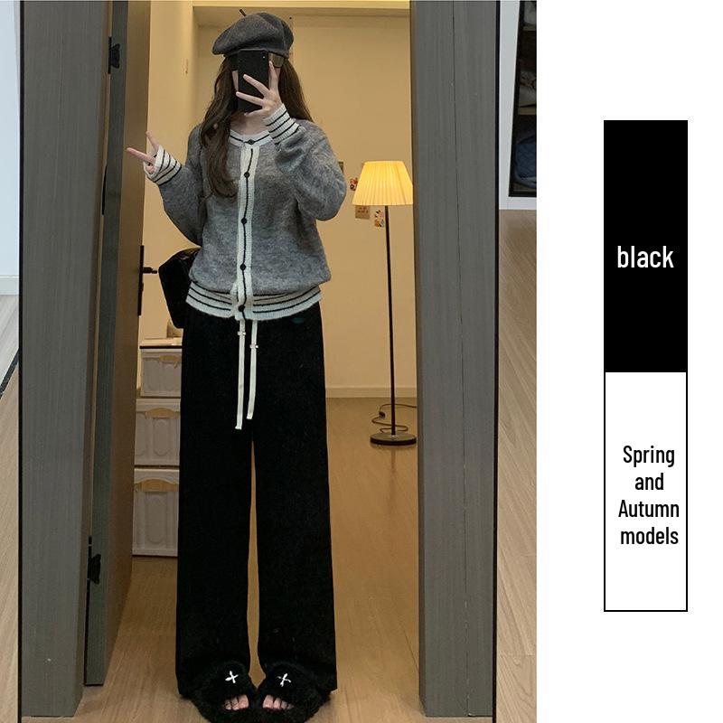 Autumn/Winter 2025 Korean Style Chenille Lambswool Wide-Leg Maternity Pants 2XL
