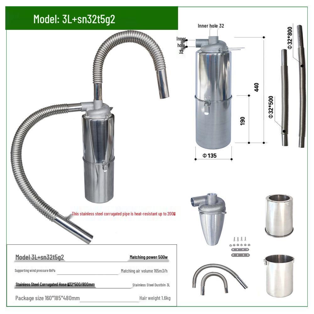 SN Marke 32mm Aluminium Zyklon Staubabscheider mit 3L Behälter für Hochdruck- & Hochtemperatur-Bereiche.