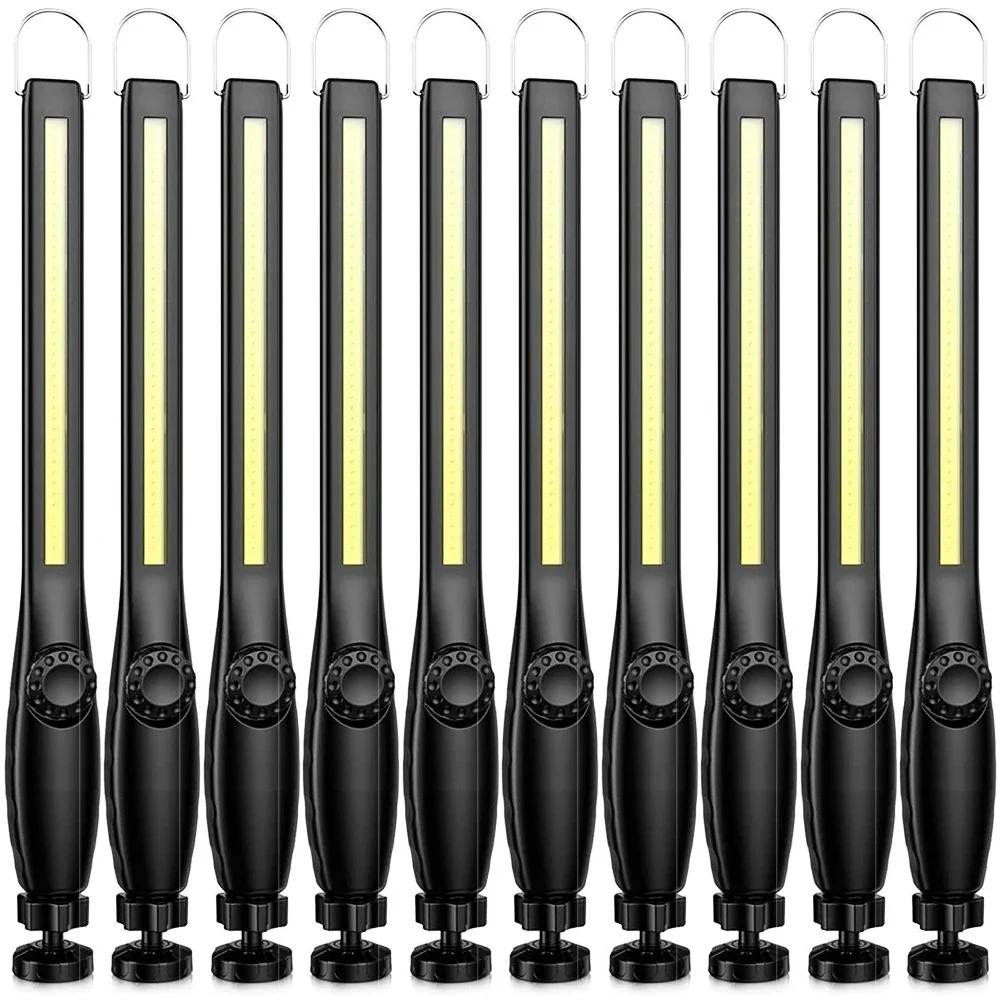 1-10PCS COB LED Flashlight Magnetic Work Light USB Rechargeable Torch Portable Lantern Inspection Light Camping Car Repair Lamp