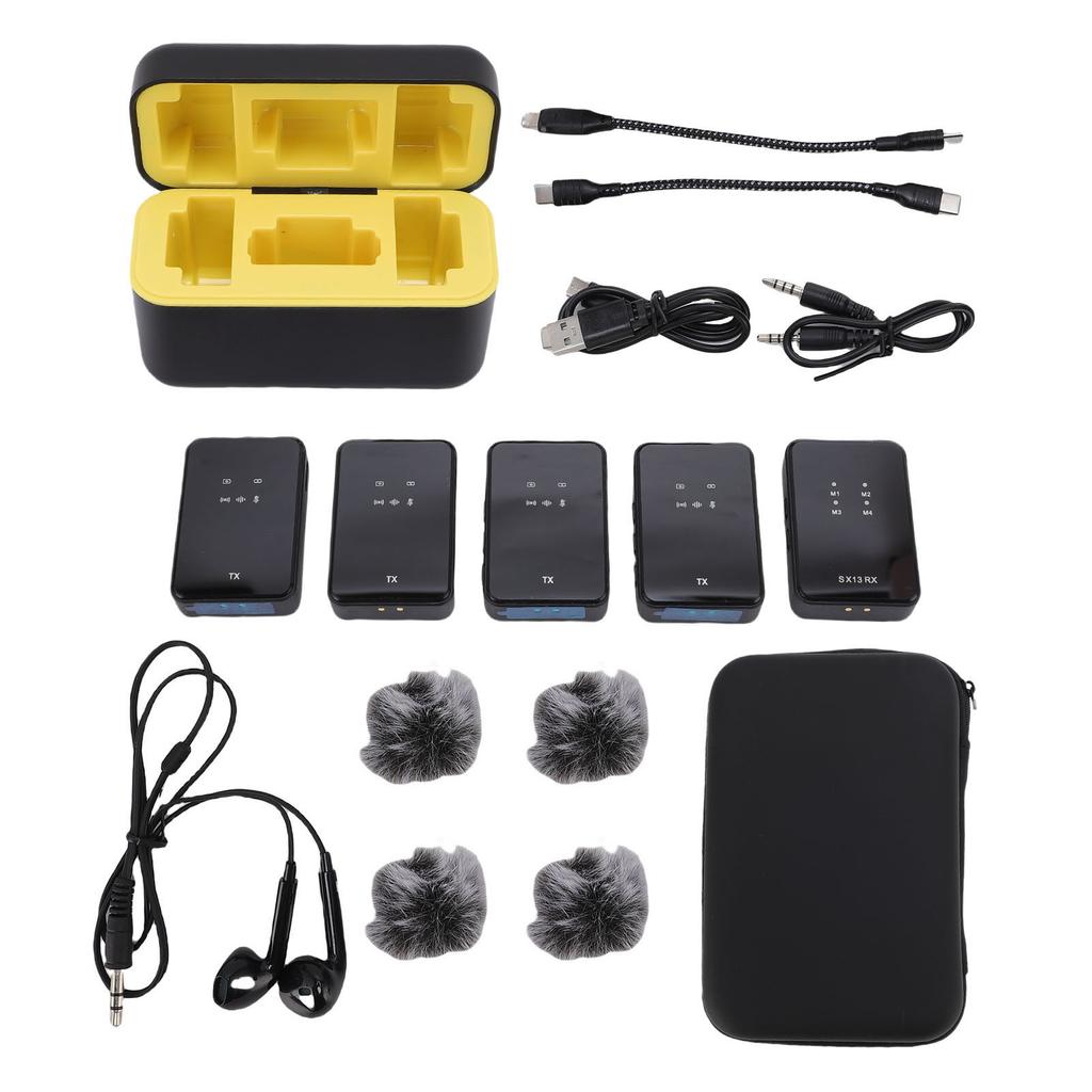 Wireless Lavalier Microphone Noise Cancelling Stable Signal Portable Lapel Mic for Camera Phone Computer Live Streaming