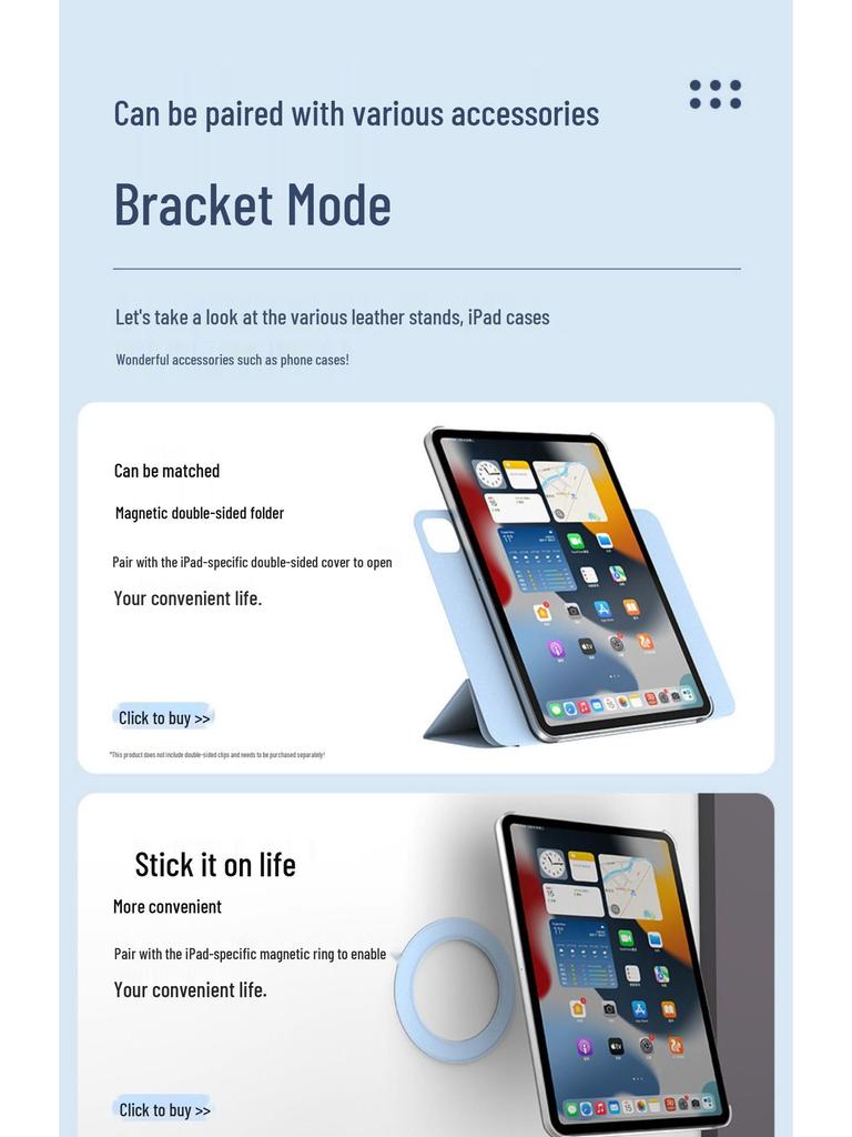 2022 iPad Pro 11-inch Magnetic Rotating Case for Mini 6, 10.2-inch, and Air 4/5, 12.9-inch, Transparent Protective Cover.