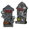 Halloween Tombstone Statue Decoration Spooky Resin RIP Skeleton Gravestone Figurine for Halloween Garden Outdoor Decor