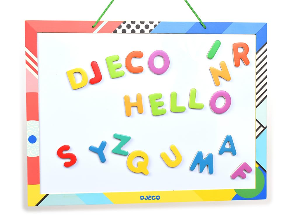 DJECO 83 Small Letter English Educational Montessori Ages Boys and Gift for Kindergarten and School Sports Autumn Nights Magnets, Alphabet, Letters,