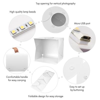 Andoer 40cm/ 15.7inch 10W Portable Foldable Mini Photography Light Box 5500K with 6 Color Backdrops