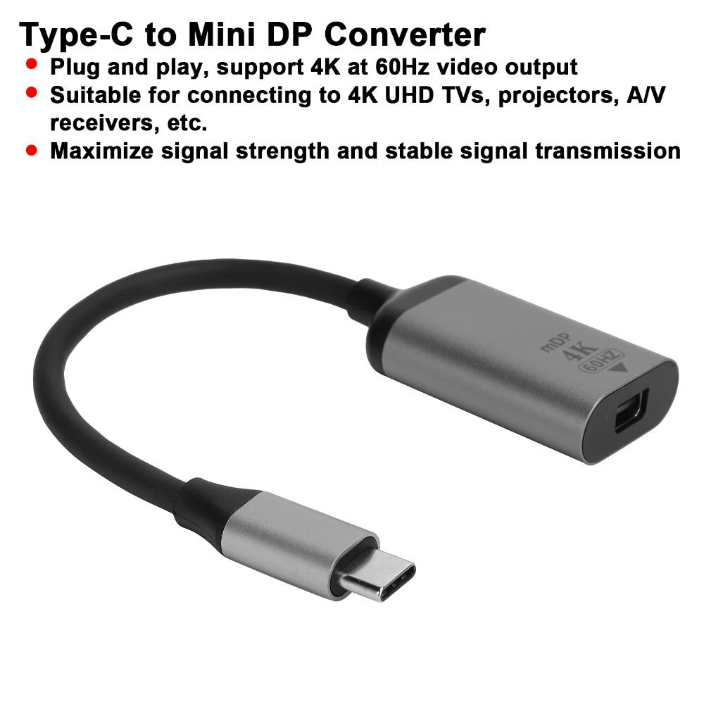 Plug and Play USB-C to Displayport Adapter 4K 60Hz USBC to Mini DP Adapter Computers