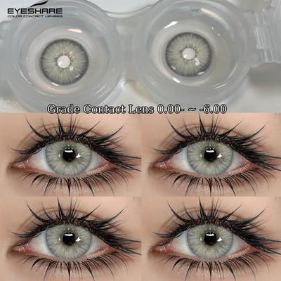 Kurzsichtige Kontaktlinse für große Augen Grad Graue Kontaktlinse mit Gratisgeschenk Natürliches Make-up Jahreslinsen