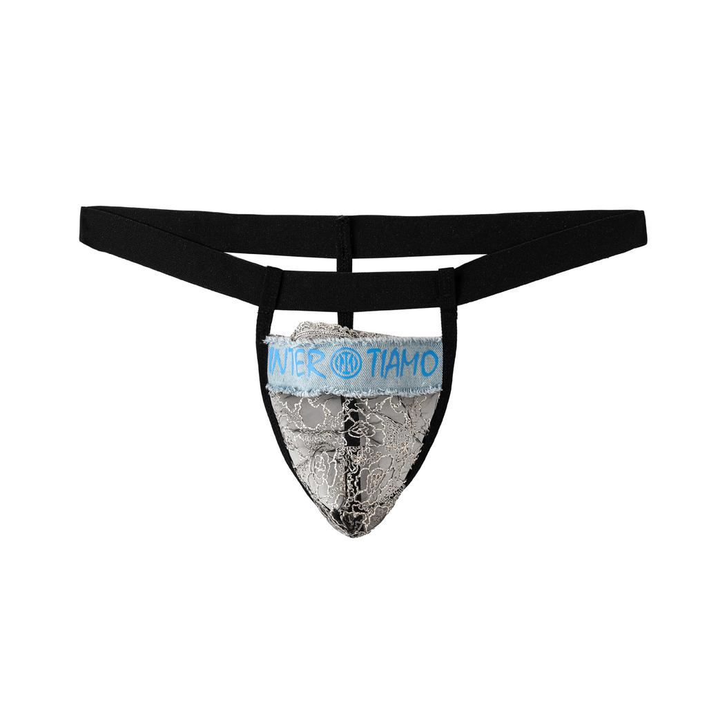 Men's Low Waist Sexy Transparent Lace Thong Breathable Sex Panties Hollow Men's Flirting Panties