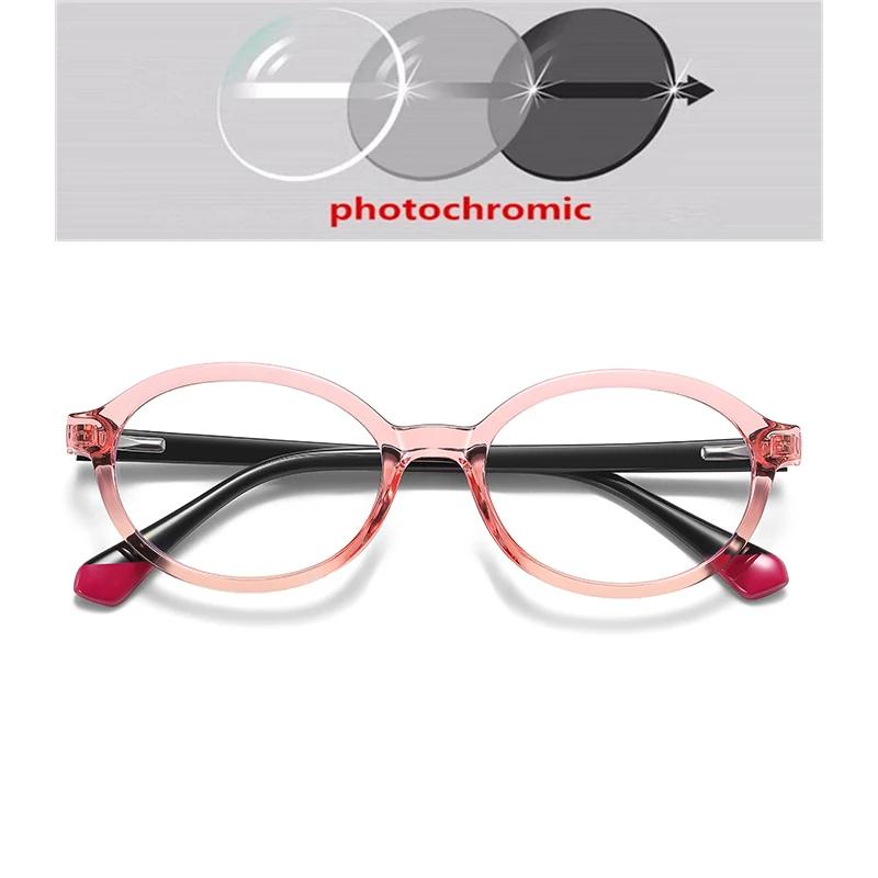 Anti Blue Rays Women Men Oval Prescription Glasses For Children Spring Hinge Short-Sight Eyewear Diopter 0 -0.5 -0.75 To -6