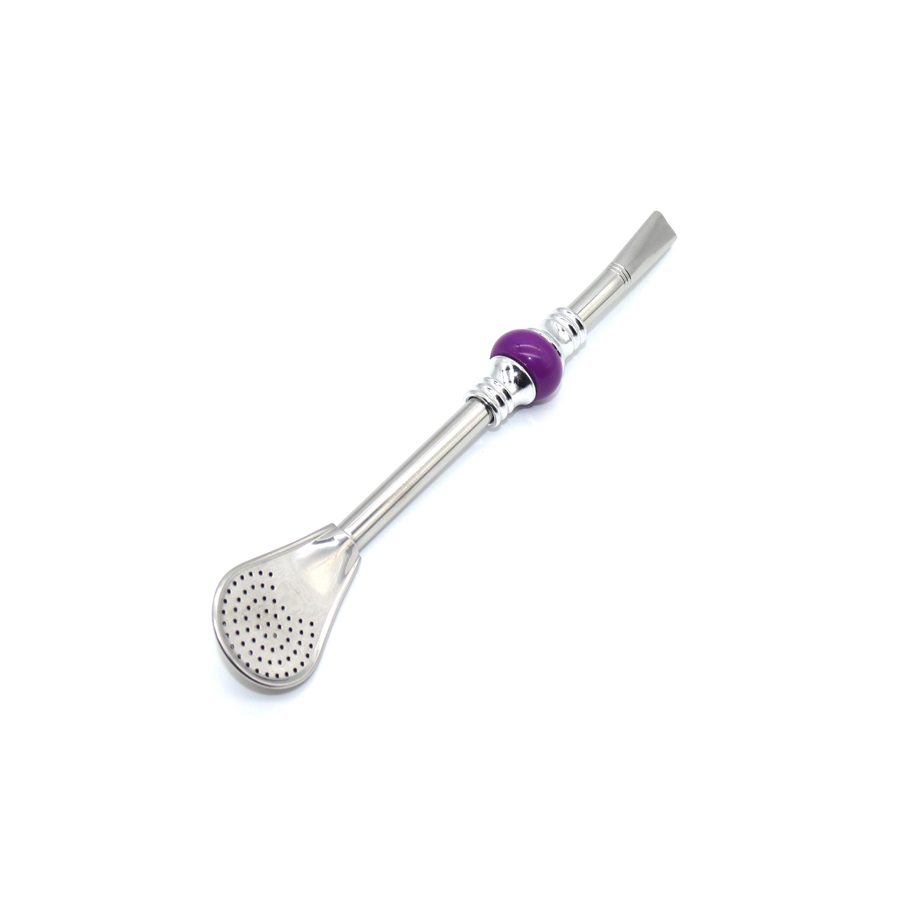 

16cm 19cm Stainless Steel 304 Straw Spoon Colored Bead Tea Filter Yerba Mate Bombilla Reusable Coffee Spoons Milk Drinking 16cm