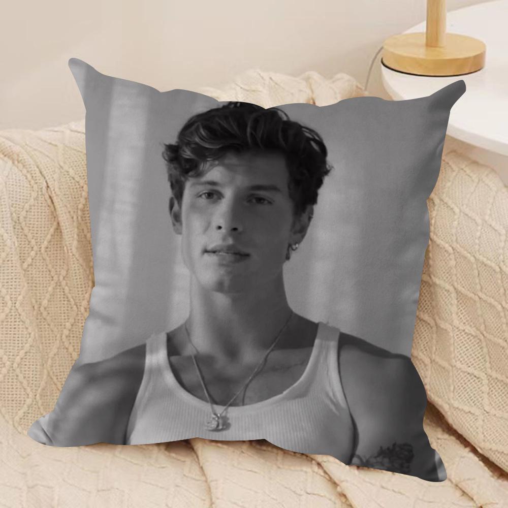 Sänger SShawn Mendes Kissenbezug Seidiger Kurzer Plüsch Beidseitig Bedruckter Kissenbezug für Sofa Alle Jahreszeiten Heimdekoration Geschenk