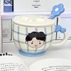 High-value male and female couples drinking cup cute ceramic mug with lid office breakfast cup birthday gift