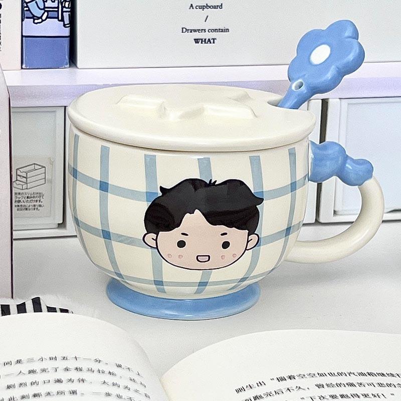 High-value male and female couples drinking cup cute ceramic mug with lid office breakfast cup birthday gift