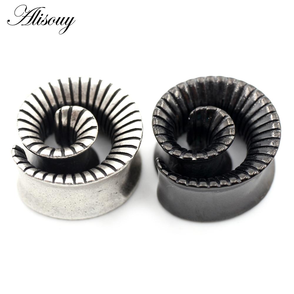 Alisouy 1PC Alloy Casting Whirlpool Swirl Spiral Flared Ear Tunnel Plug Expander Stretcher Gauges Earrings Piercing Body Jewelry