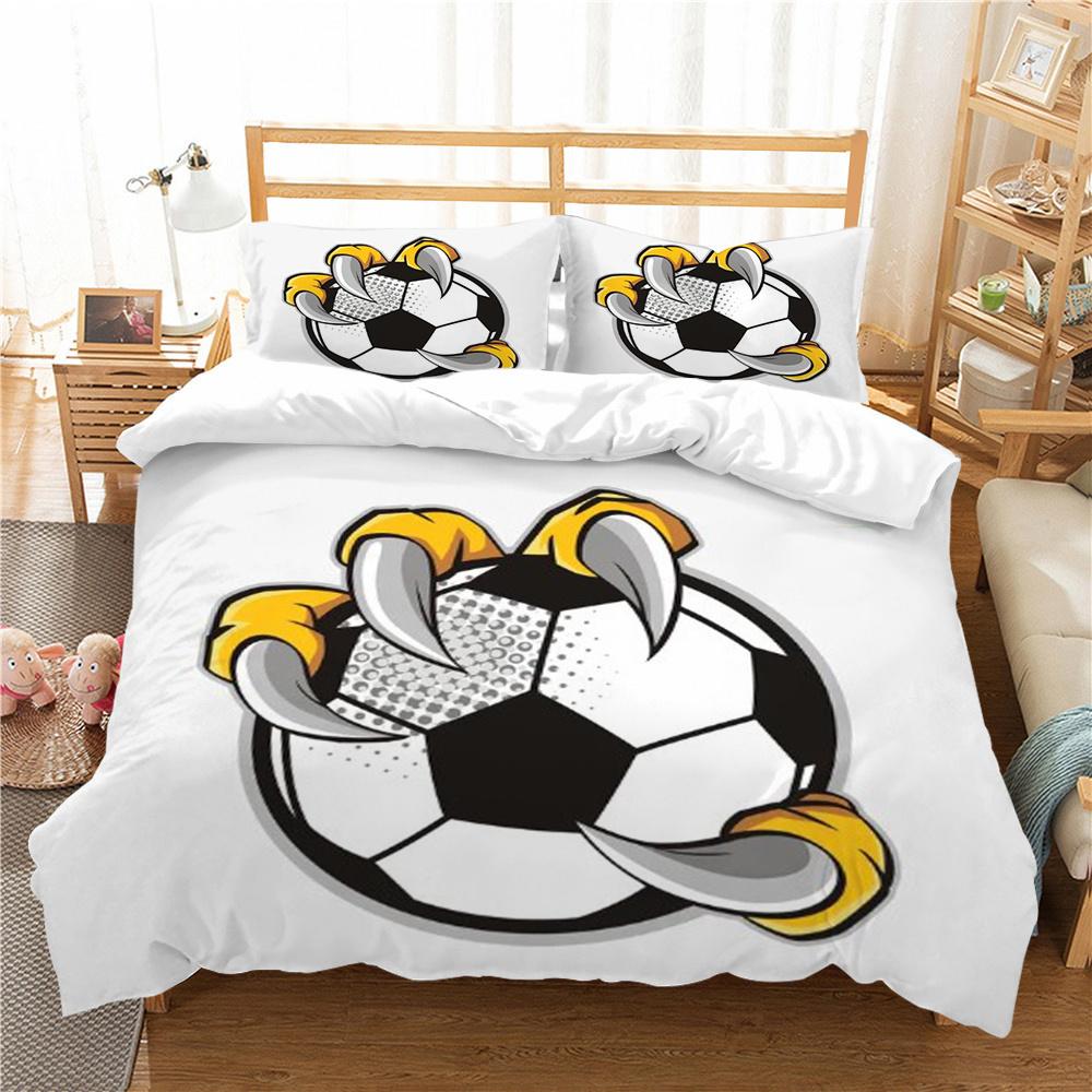 Hot Sell Fashion 3D Creative Bedding Suit Football Quilt Cover Luxury Bed Set Soccerl Home Bedroom Bed Decor Microfiber Soft Duvet Cover